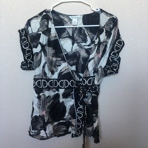 WHBM wrap tie silk blouse